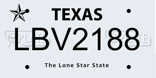 LBV2188 Texas License Plate