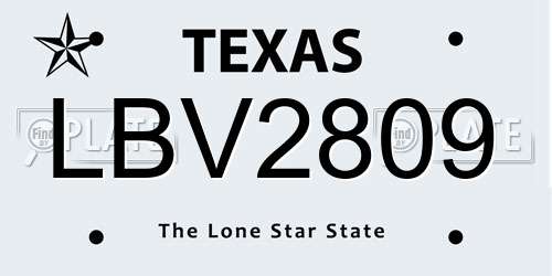 LBV2809 Texas License Plate