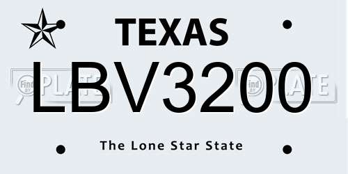 LBV3200 Texas License Plate