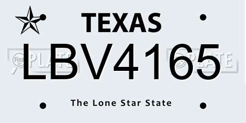 LBV4165 Texas License Plate