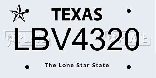 LBV4320 Texas License Plate