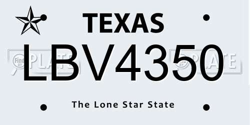 LBV4350 Texas License Plate