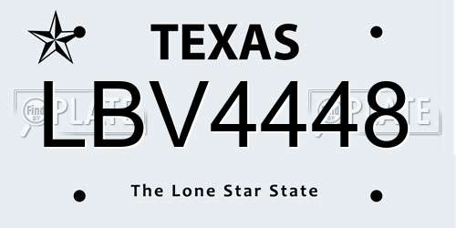 LBV4448 Texas License Plate
