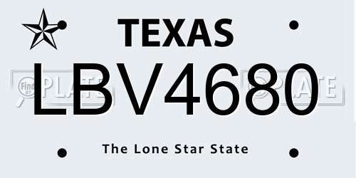 LBV4680 Texas License Plate