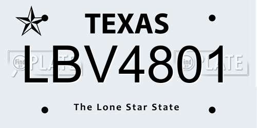 LBV4801 Texas License Plate