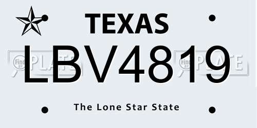 LBV4819 Texas License Plate