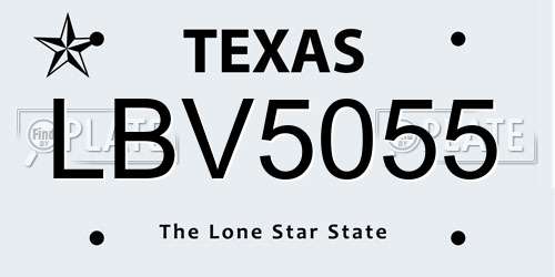 LBV5055 Texas License Plate