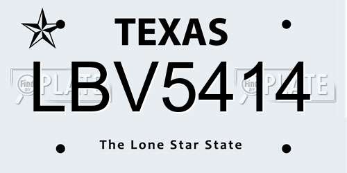 LBV5414 Texas License Plate