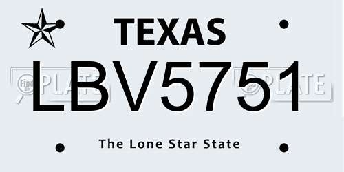 LBV5751 Texas License Plate