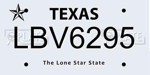 LBV6295 Texas License Plate