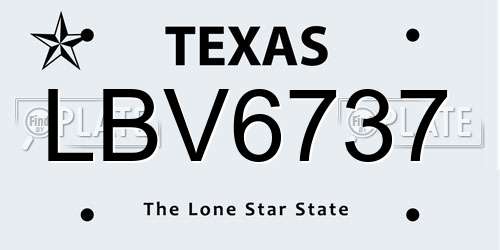 LBV6737 Texas License Plate