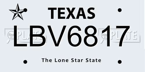 LBV6817 Texas License Plate