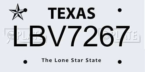 LBV7267 Texas License Plate