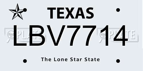 LBV7714 Texas License Plate