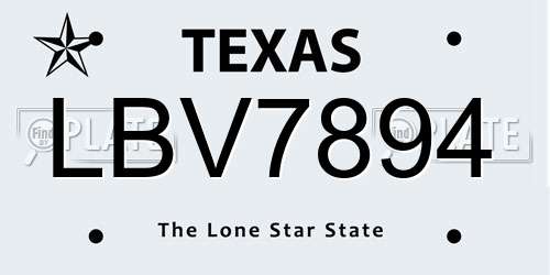 LBV7894 Texas License Plate