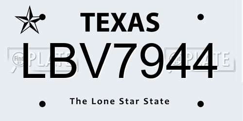 LBV7944 Texas License Plate
