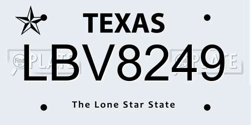 LBV8249 Texas License Plate