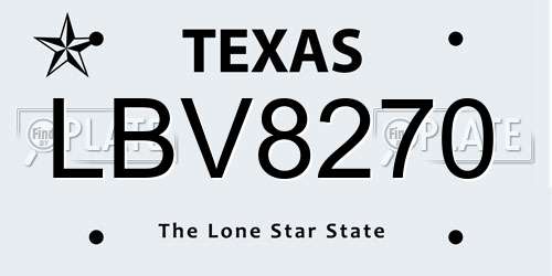 LBV8270 Texas License Plate