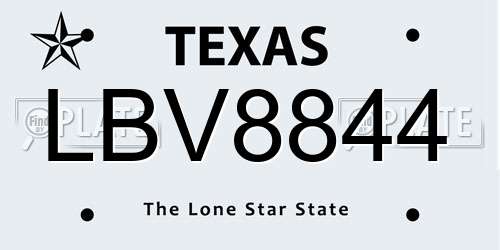 LBV8844 Texas License Plate