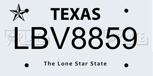 LBV8859 Texas License Plate