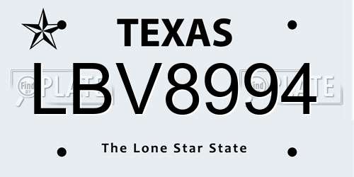 LBV8994 Texas License Plate