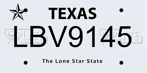 LBV9145 Texas License Plate