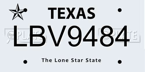 LBV9484 Texas License Plate