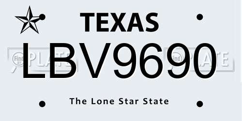 LBV9690 Texas License Plate