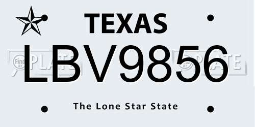 LBV9856 Texas License Plate