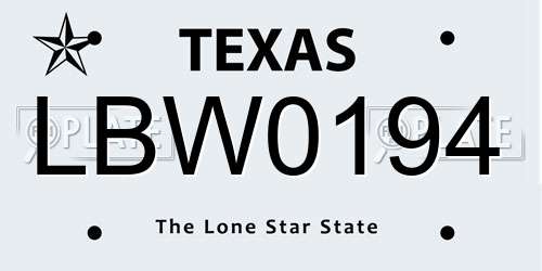 LBW0194 Texas License Plate