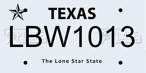 LBW1013 Texas License Plate