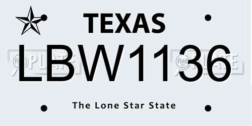 LBW1136 Texas License Plate