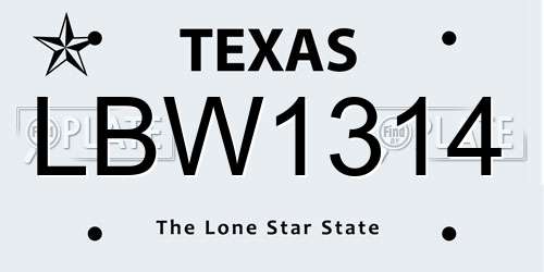 LBW1314 Texas License Plate
