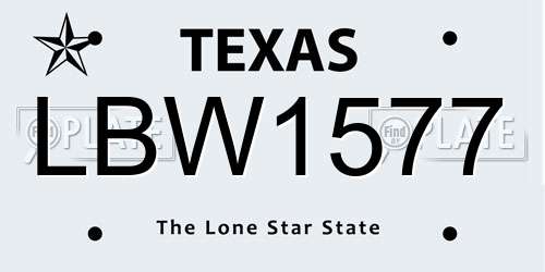 LBW1577 Texas License Plate