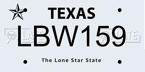 LBW159 Texas License Plate