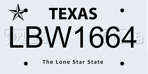 LBW1664 Texas License Plate