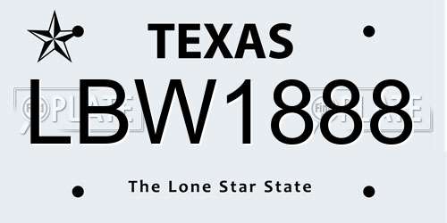 LBW1888 Texas License Plate