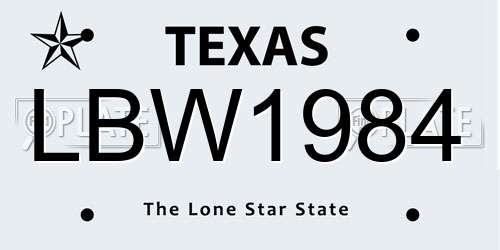 LBW1984 Texas License Plate