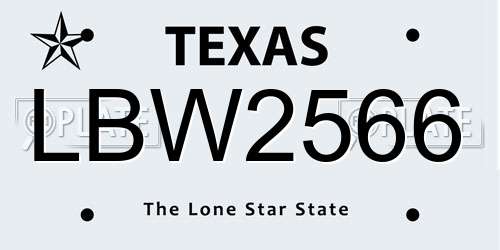 LBW2566 Texas License Plate