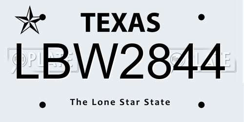 LBW2844 Texas License Plate