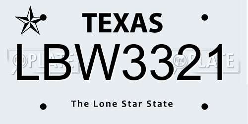 LBW3321 Texas License Plate
