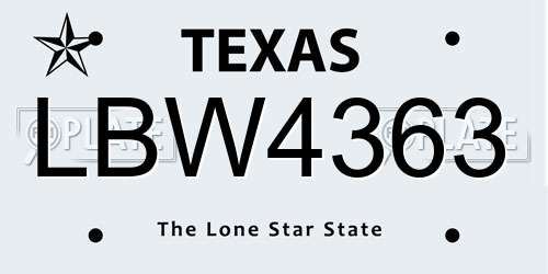 LBW4363 Texas License Plate