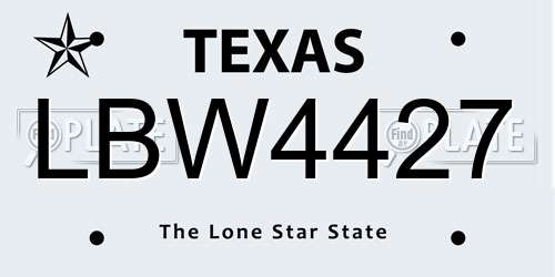 LBW4427 Texas License Plate
