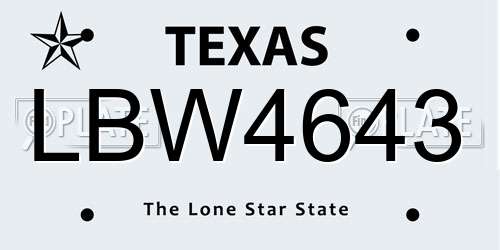 LBW4643 Texas License Plate