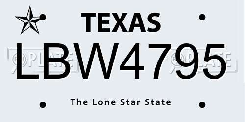 LBW4795 Texas License Plate