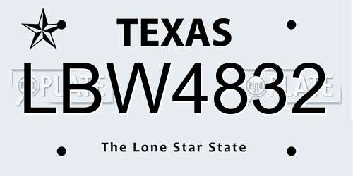 LBW4832 Texas License Plate