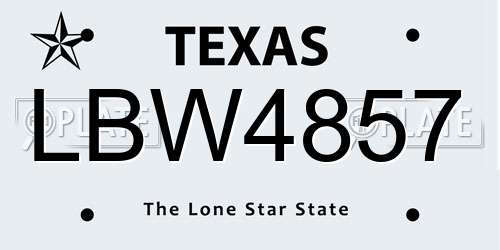 LBW4857 Texas License Plate
