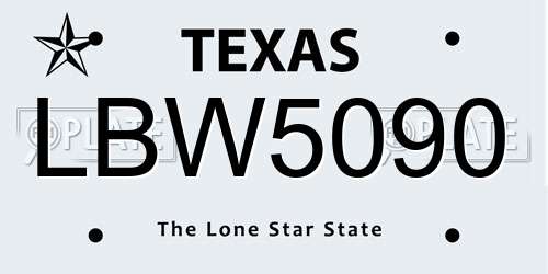 LBW5090 Texas License Plate