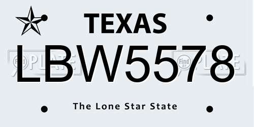 LBW5578 Texas License Plate