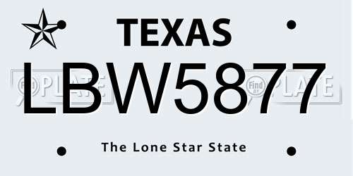 LBW5877 Texas License Plate